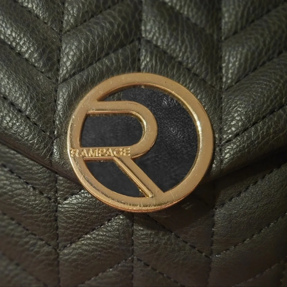 Rampage Y2K Black Quilted Chain Shoulder Bag-Vintage Chevron